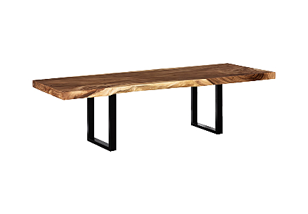 Origins Dining Table Straight Edge, Natural, Satin Black Legs