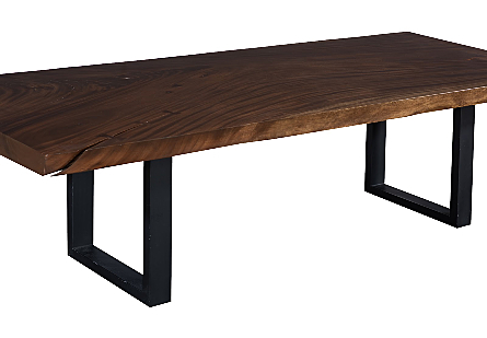 Straight Edge Dining Table Perfect Brown, Satin Black Legs