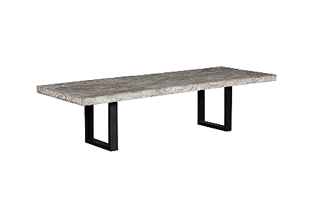 Origins Dining Table Straight Edge, Gray Stone, Satin Black Legs