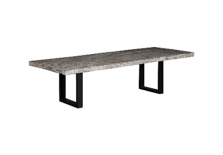 Origins Dining Table Straight Edge, Gray Stone, Satin Black Legs