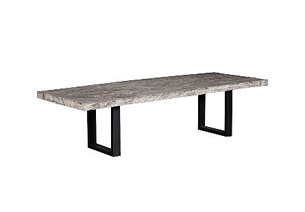 Origins Dining Table Straight Edge, Gray Stone, Satin Black Legs