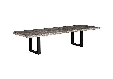 Origins Dining Table Straight Edge, Gray Stone, Satin Black Legs