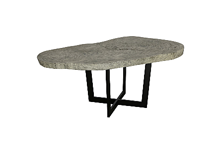 Origins Dining Table Freeform, Grey Stone , Black Satin Base