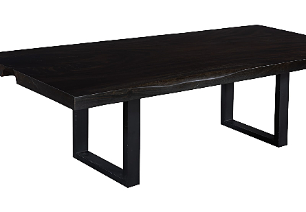 Live Edge Dining Table Ebony Black, Satin Black Legs