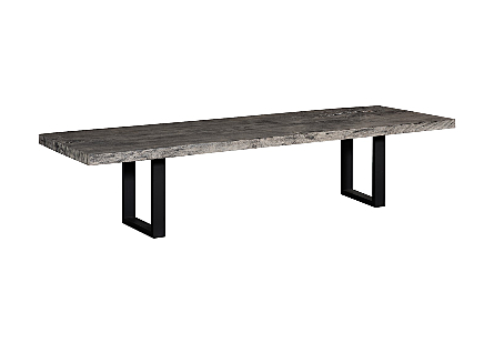 Origins Dining Table Straight Edge, Gray Stone, Satin Black Legs