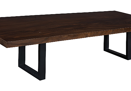 Straight Edge Dining Table Perfect Brown, Satin Black Legs