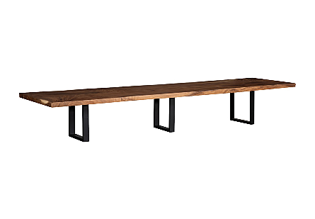 Origins Dining Table Straight Edge, Natural, Satin Black Legs