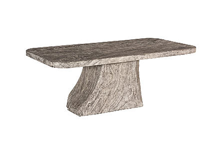 Origins Dining Table Straight Edge, Gray Stone, Root Base