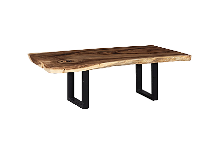 Origins Dining Table Natural, Straight Edge, Satin Black Legs