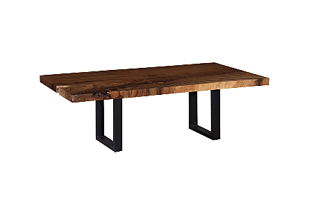 Origins Dining Table Natural, Straight Edge, Satin Black Legs