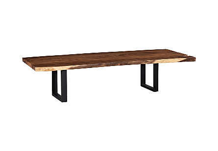 Origins Dining Table Natural, Straight Edge, Satin Black Legs