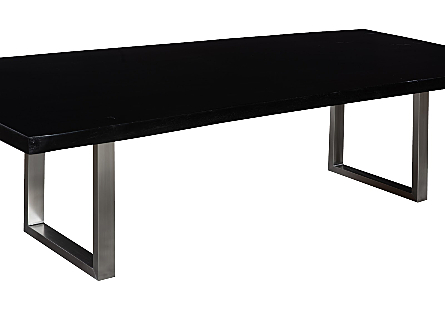 Straight Edge Dining Table Black, Brushed Stainless Steel Legs