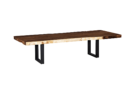 Origins Dining Table Natural, Straight Edge, Satin Black Legs