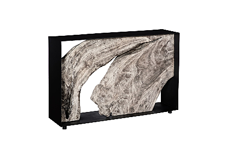 Framed Console Table Gray Stone