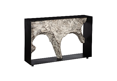 Framed Console Table Gray Stone