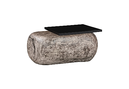 Plateau Coffee Table With Shelf, Gray Stone