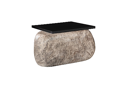 Plateau Coffee Table With Shelf, Gray Stone