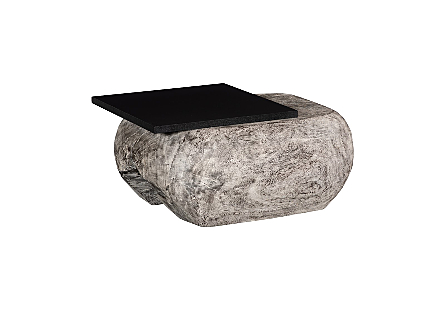 Plateau Coffee Table With Shelf Gray Stone