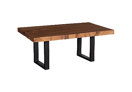 Origins Dining Table Straight Edge, Natural, Satin Black Legs