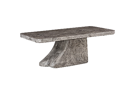 Origins Dining Table Straight Edge, Gray Stone, Root Base