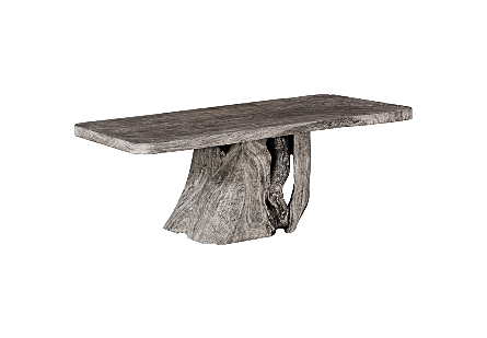 Origins Dining Table Straight Edge, Gray Stone, Root Base