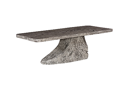 Origins Dining Table Straight Edge, Gray Stone, Root Base