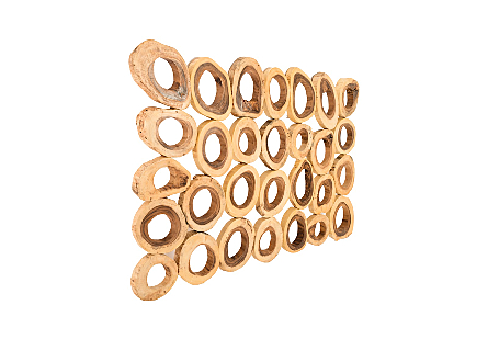 Chuleta Rings Wall Art Chamcha Wood, Rectangular