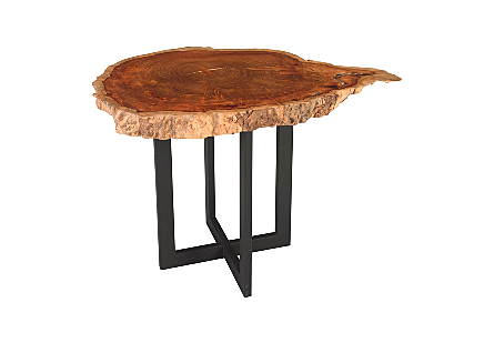 Burled Side Table Cross Base