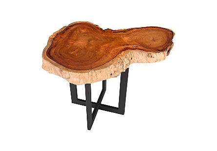 Burled Side Table Cross Base