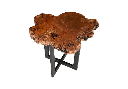 Burled Side Table Cross Base