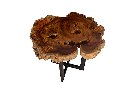 Burled Side Table Cross Base