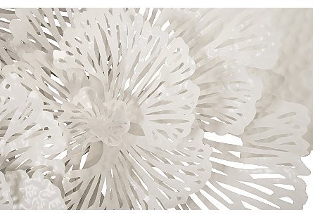 Flower Wall Art Large, White, Metal