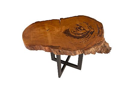 Burled Side Table Cross Base