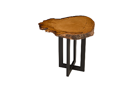 Burled Side Table Cross Base