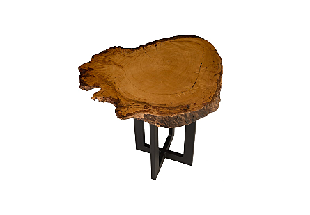Burled Side Table Cross Base