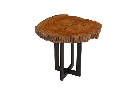 Burled Side Table Cross Base