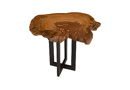 Burled Side Table Cross Base