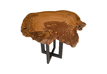 Burled Side Table Cross Base