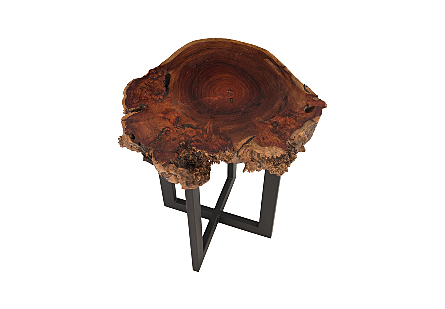 Burled Side Table Cross Base