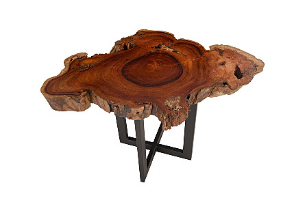 Burled Side Table Cross Base