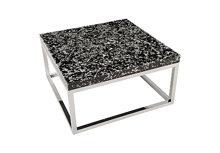 Captured Silver Flake Coffee Table with SS Base