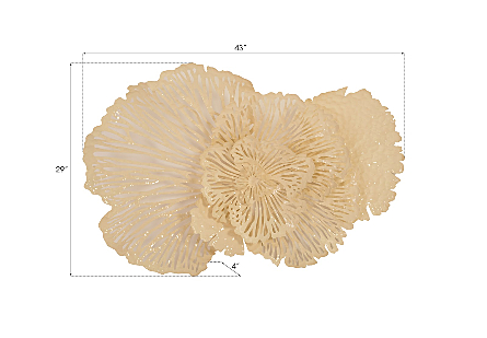 Flower Wall Art Medium, Ivory, Metal