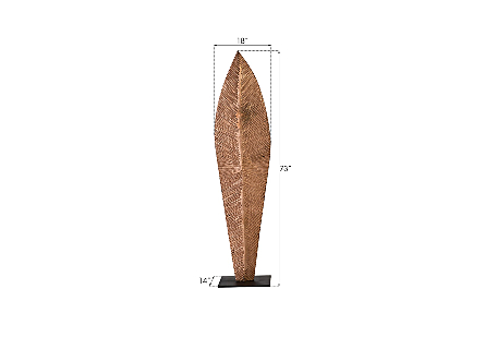 Carved Leaf on Stand, Copper Leaf LG