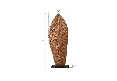 Carved Leaf on Stand, Copper Leaf SM