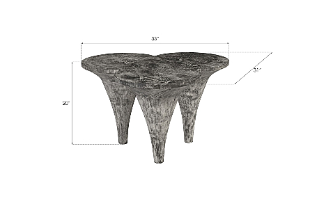 Marley Coffee Table Chamcha Wood, Gray Stone Finish