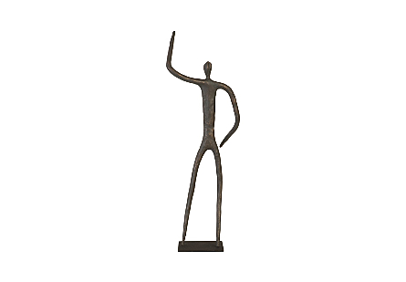 Abstract Figure on Metal Base Bronze Finish, Arm Up